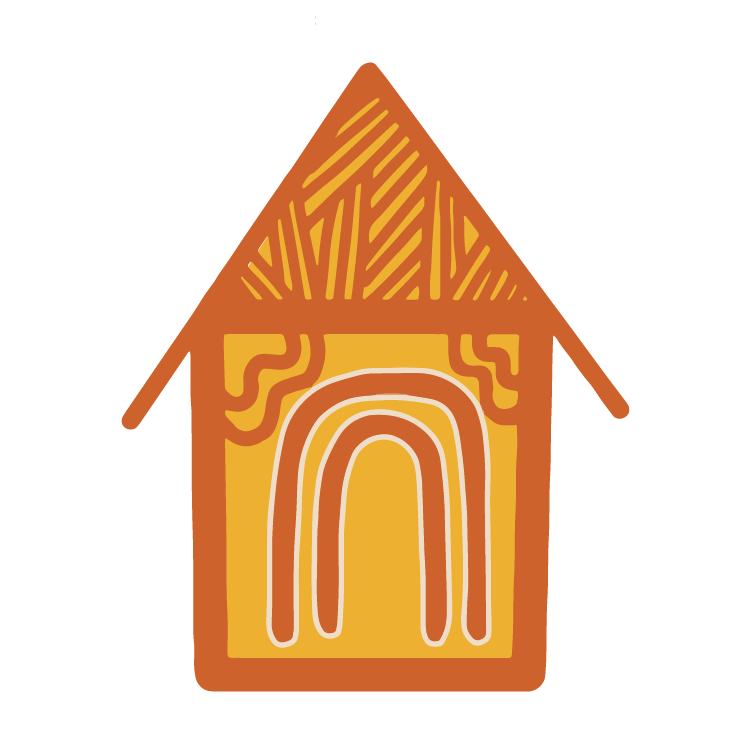 Colourful Aboriginal illustration of a home
