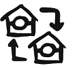 2 houses with the Aboriginal flag connected by arrows