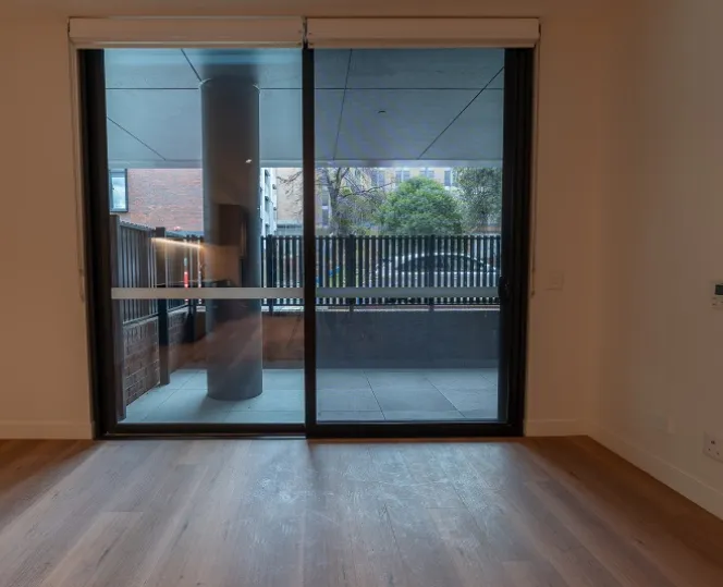 Image of Inside a new home with air cone fitted and balcony attached to the living room