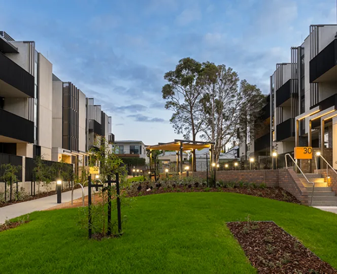 Dunlop Avenue Ascot Vale - view between the buildings of green space