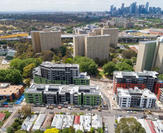 Image of large-scale public housing projects across Melbourne