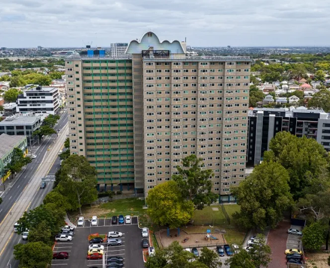 Image of large-scale public housing projects across Melbourne