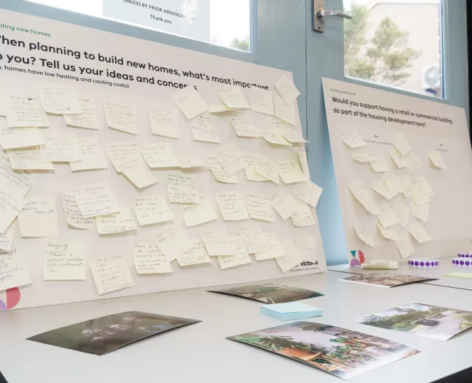 Image showing community feedback written on post-it notes.
