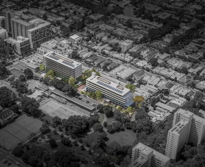Artist’s impression of an aerial view of the proposed Essex Street, Prahran development.