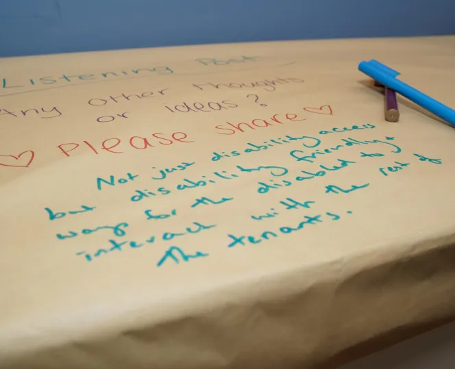 Writing on a large piece of paper