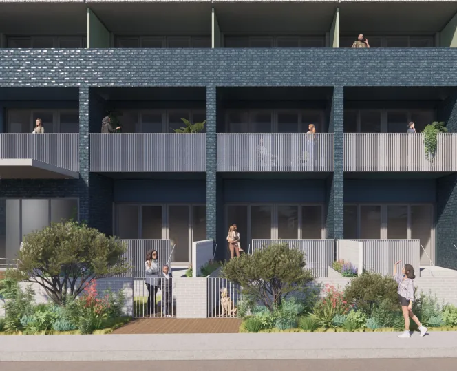 Artist’s impression from Essex Street, looking east at Building B.