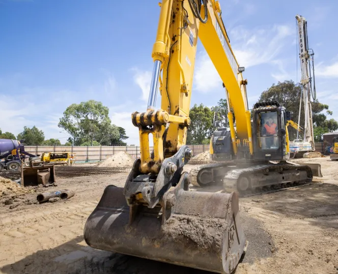mage of bulldozers on site for the construction work