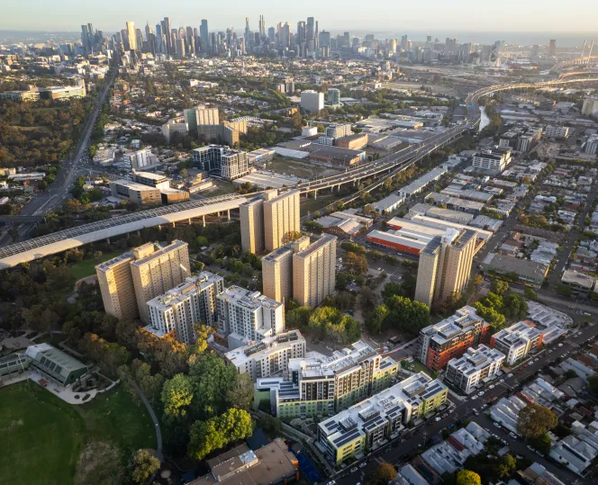 Image of large-scale public housing projects across Melbourne 