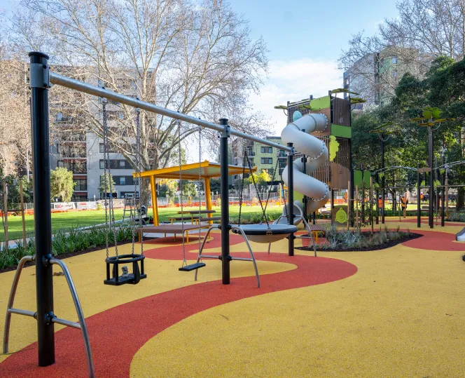 Image of Murnalung Park, taking shape at Holland Court for children to play