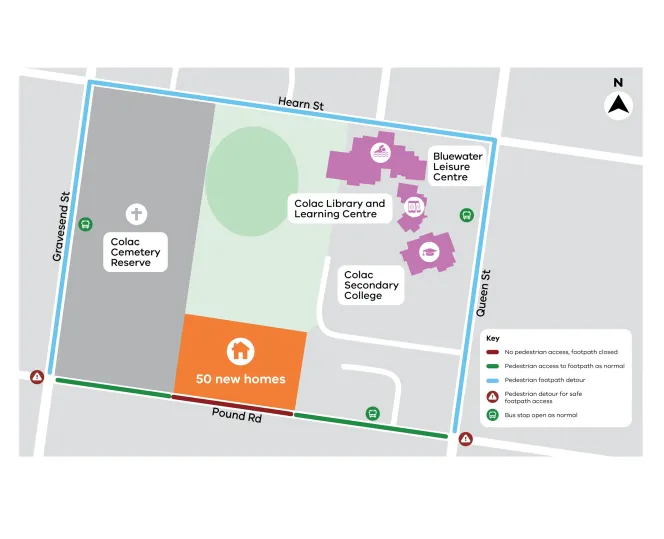 Image of Pound road colac, foothpath closure map