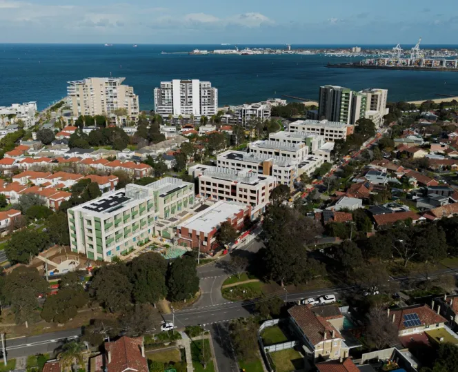 Aerial shot from side facing from building 1A and 1B