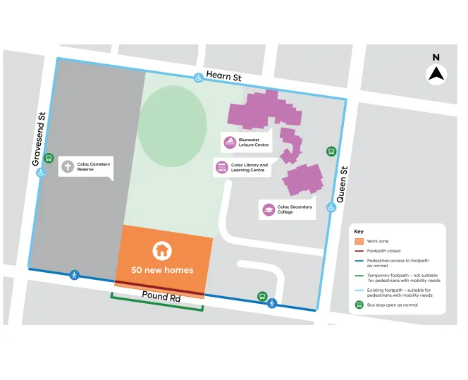 Image of Pound road colac, foothpath closure map