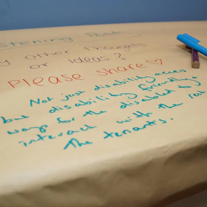 Writing on a large piece of paper