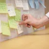 Image of community writing and sticking their feedback on posit it