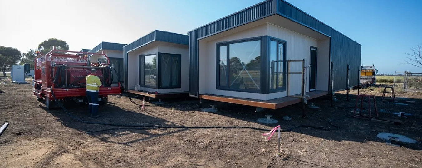 Image of Modular homes built quickly and are portable they can easily be transported and placed on vacant place
