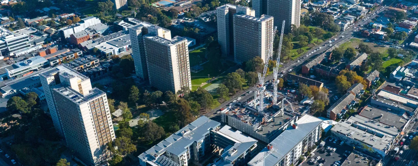 Image of large-scale public housing projects across Melbourne 