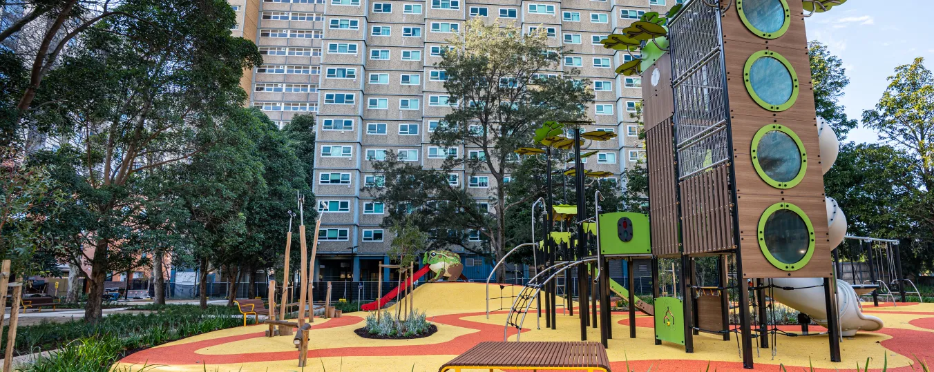 Image of Murnalung Park, taking shape at Holland Court for children to play