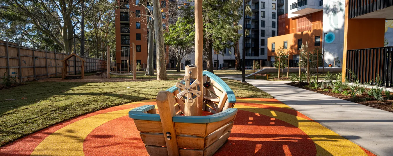 Image of Murnalung Park, taking shape at Holland Court for children to play