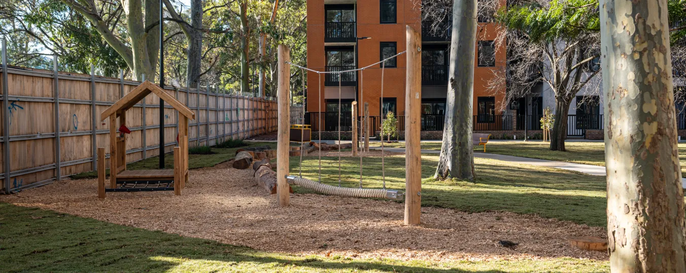 Image of Murnalung Park, taking shape at Holland Court for children to play