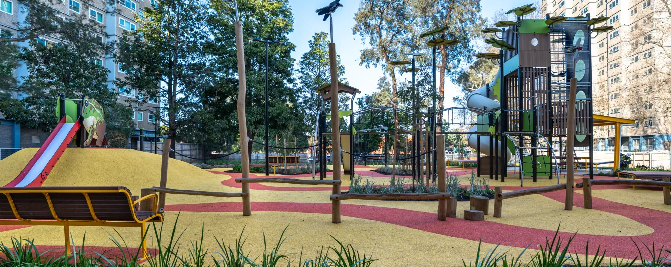 Image of Murnalung Park, taking shape at Holland Court for children to play