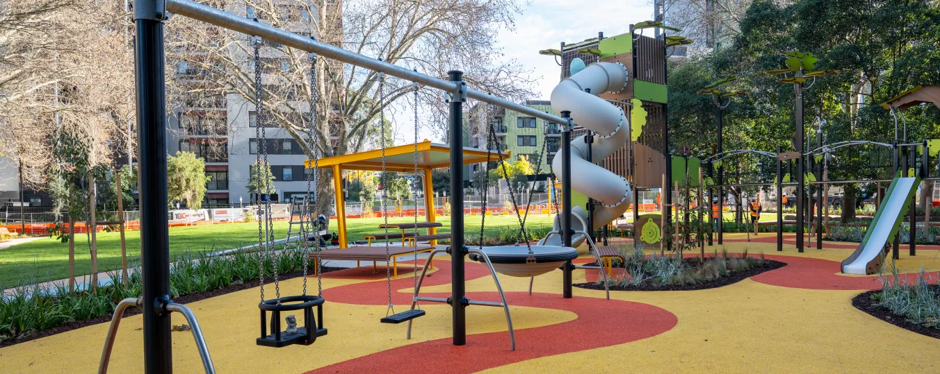 Image of Murnalung Park, taking shape at Holland Court for children to play
