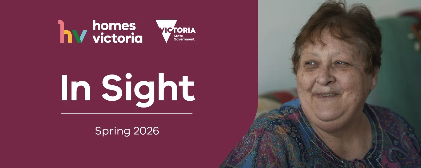 Banner with a woman smiling to the camera and text that says: "In Sight Spring 2026"