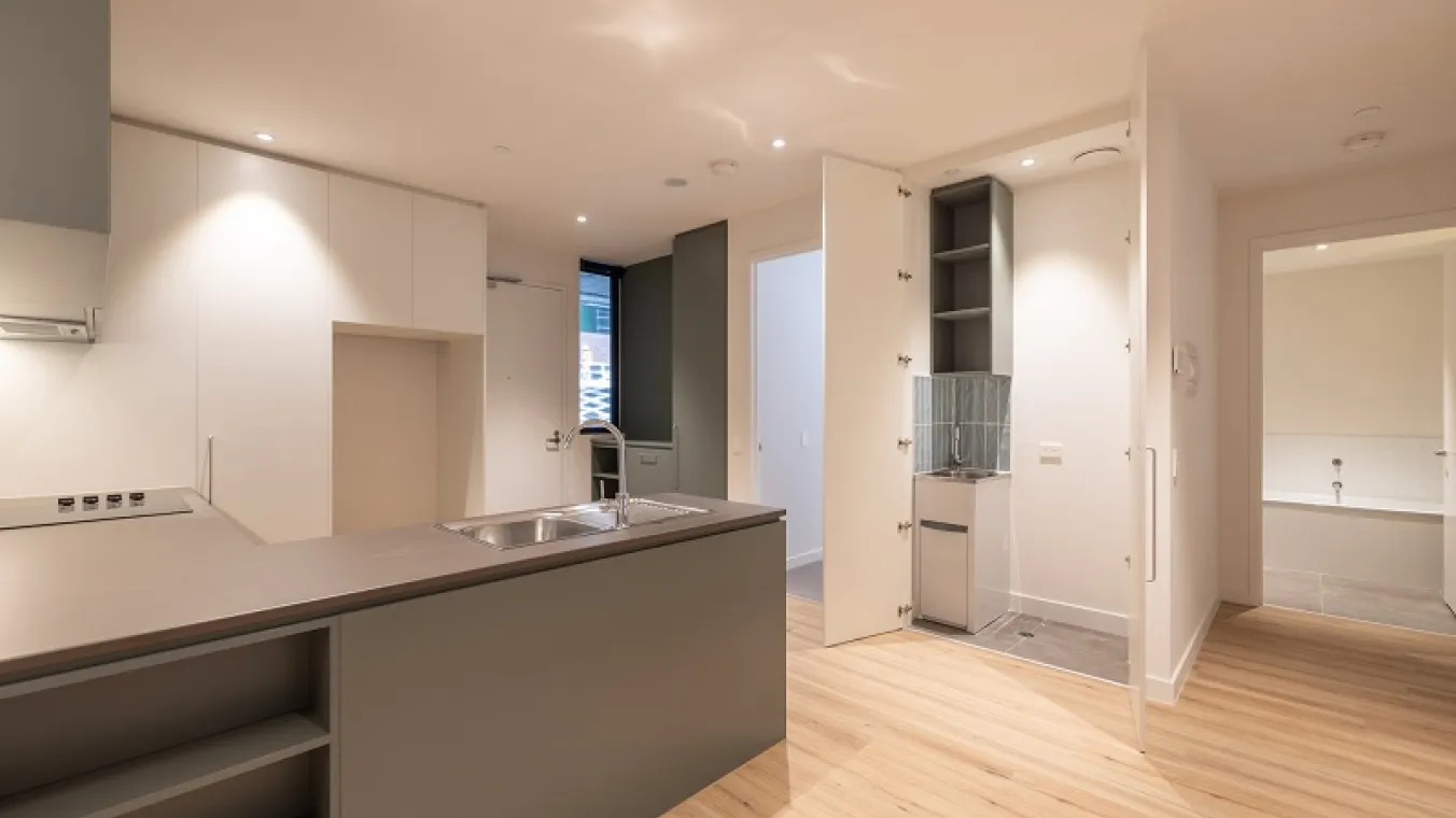 Image of modern kitchen with laundry attached