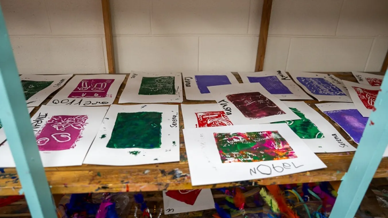 Image of Students' artwork ready to be added into the construction fencing