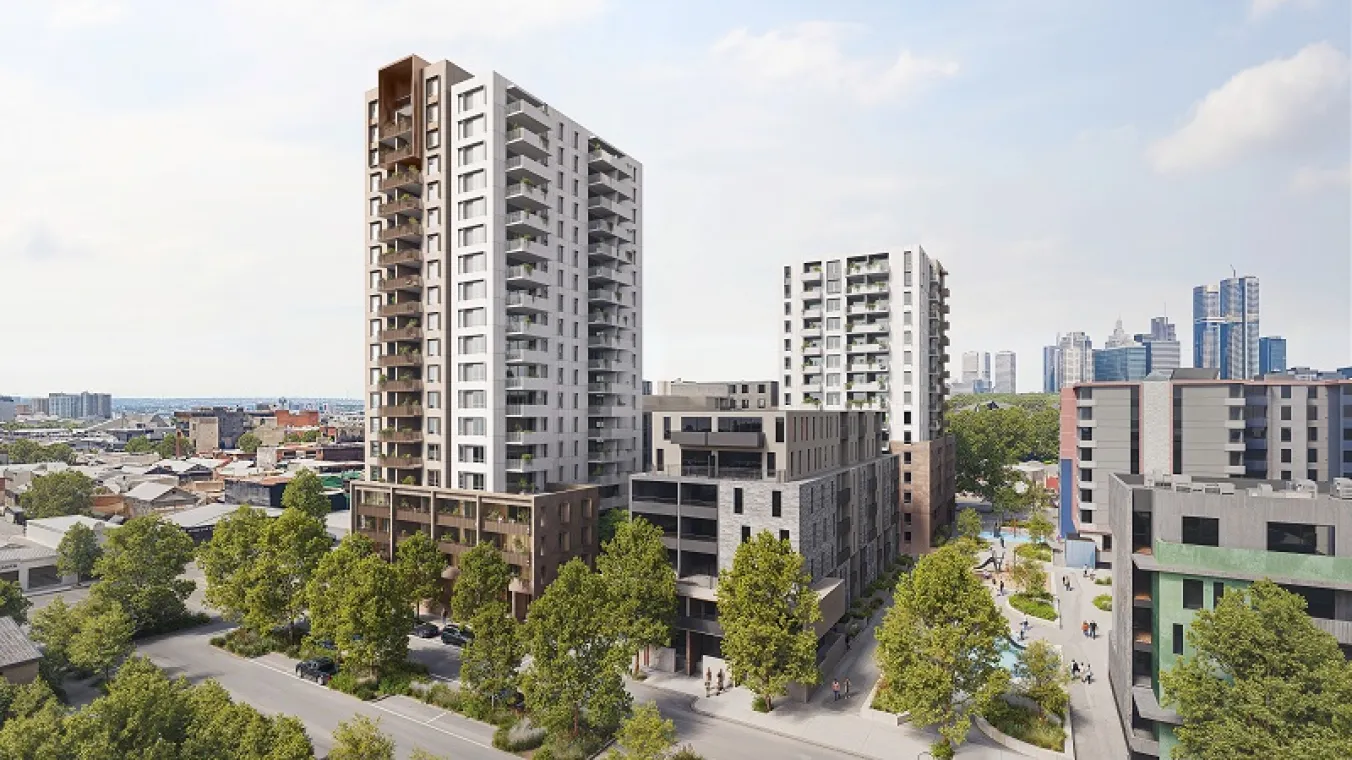 Image of large-scale public housing projects across Melbourne 