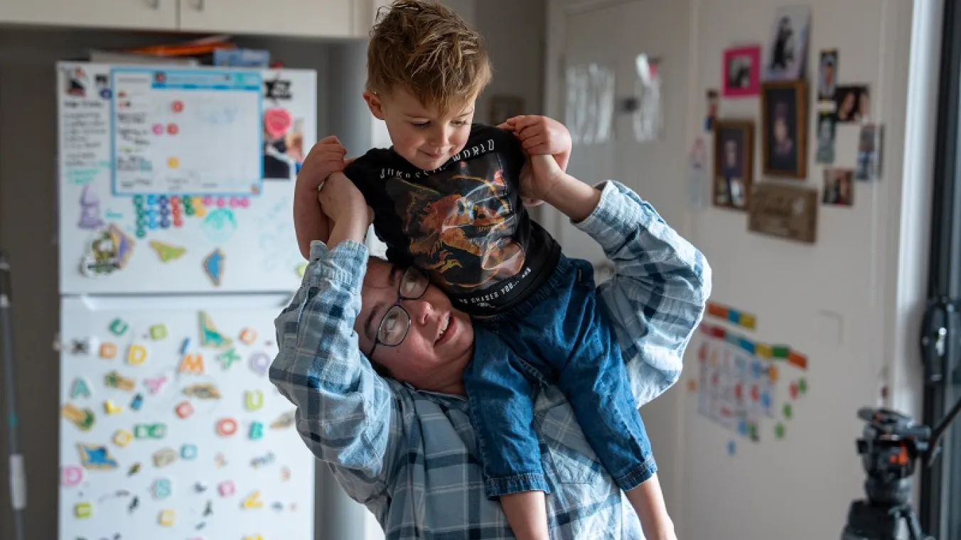 Image of a mother and toddler playing comfortably in a safe and secure space.  