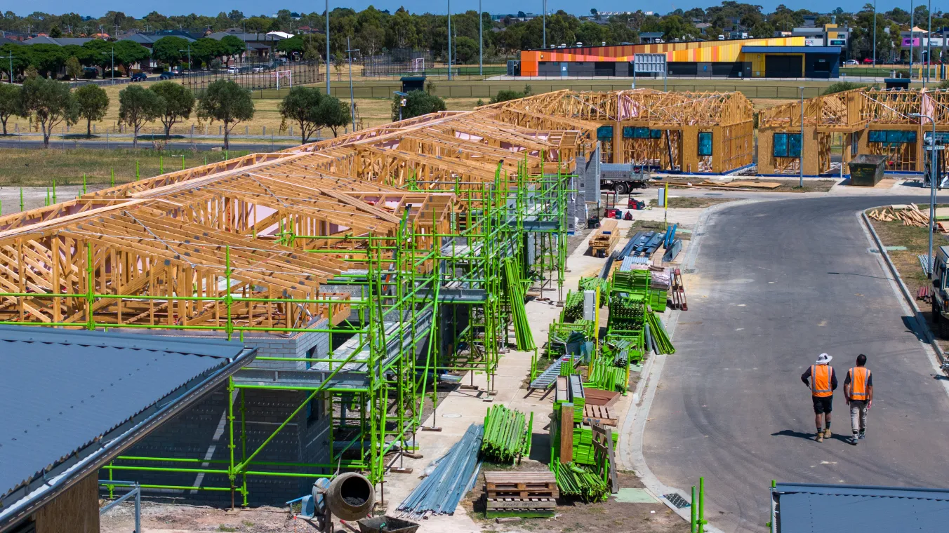 Image of active construction area in Lalor for the development of new social housing
