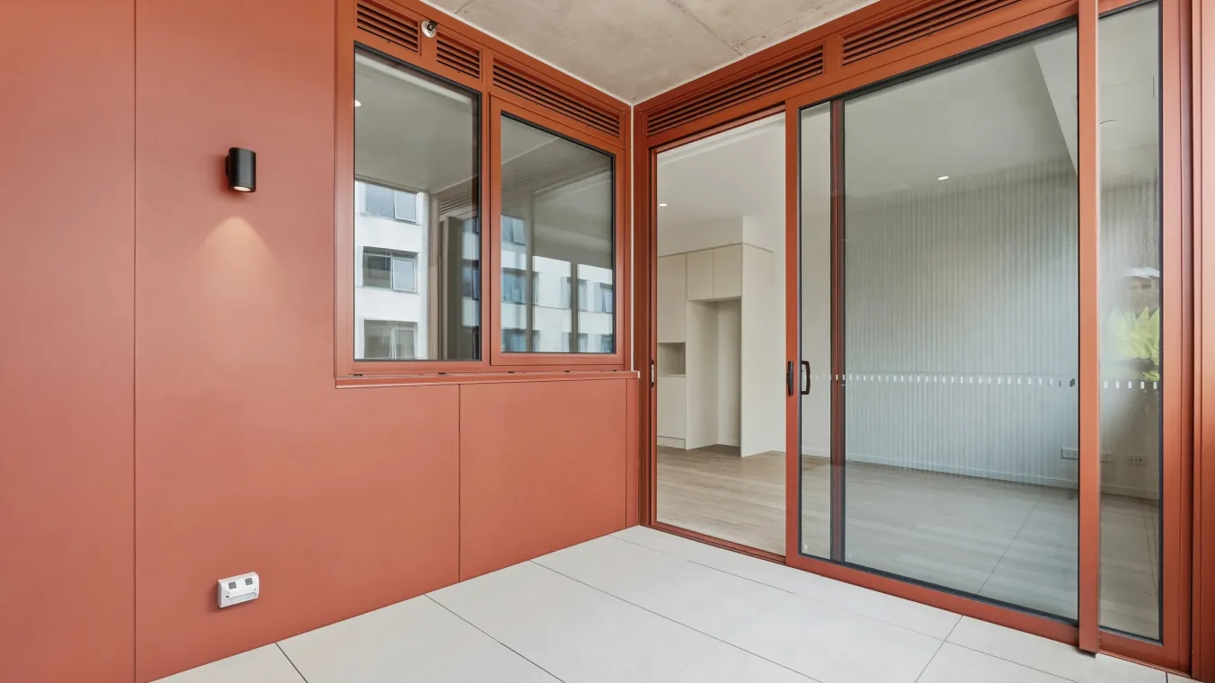Private balcony providing outdoor space and natural light to the home.
