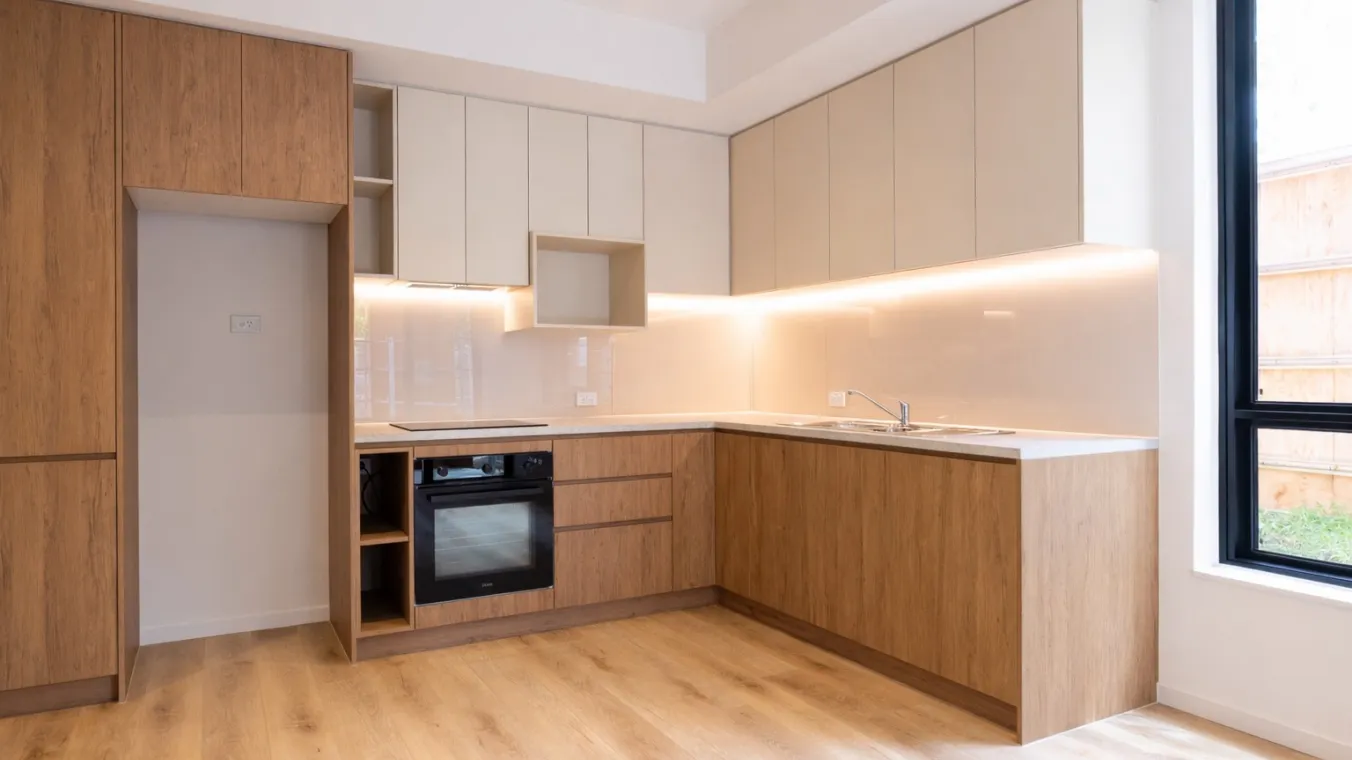 Kitchen with modern finishes, and storage
