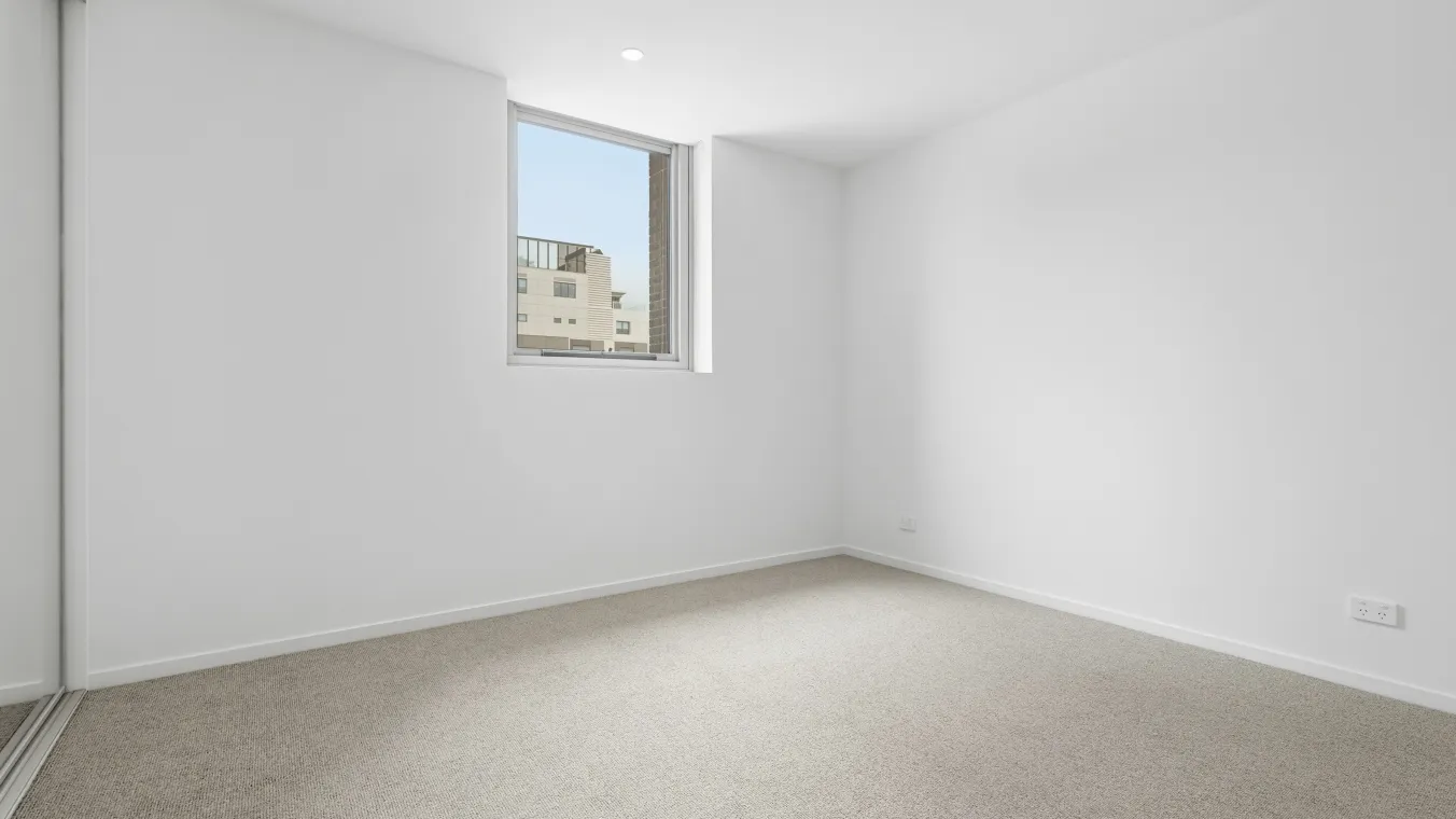 Inside the bedroom of a one-bedroom apartment 