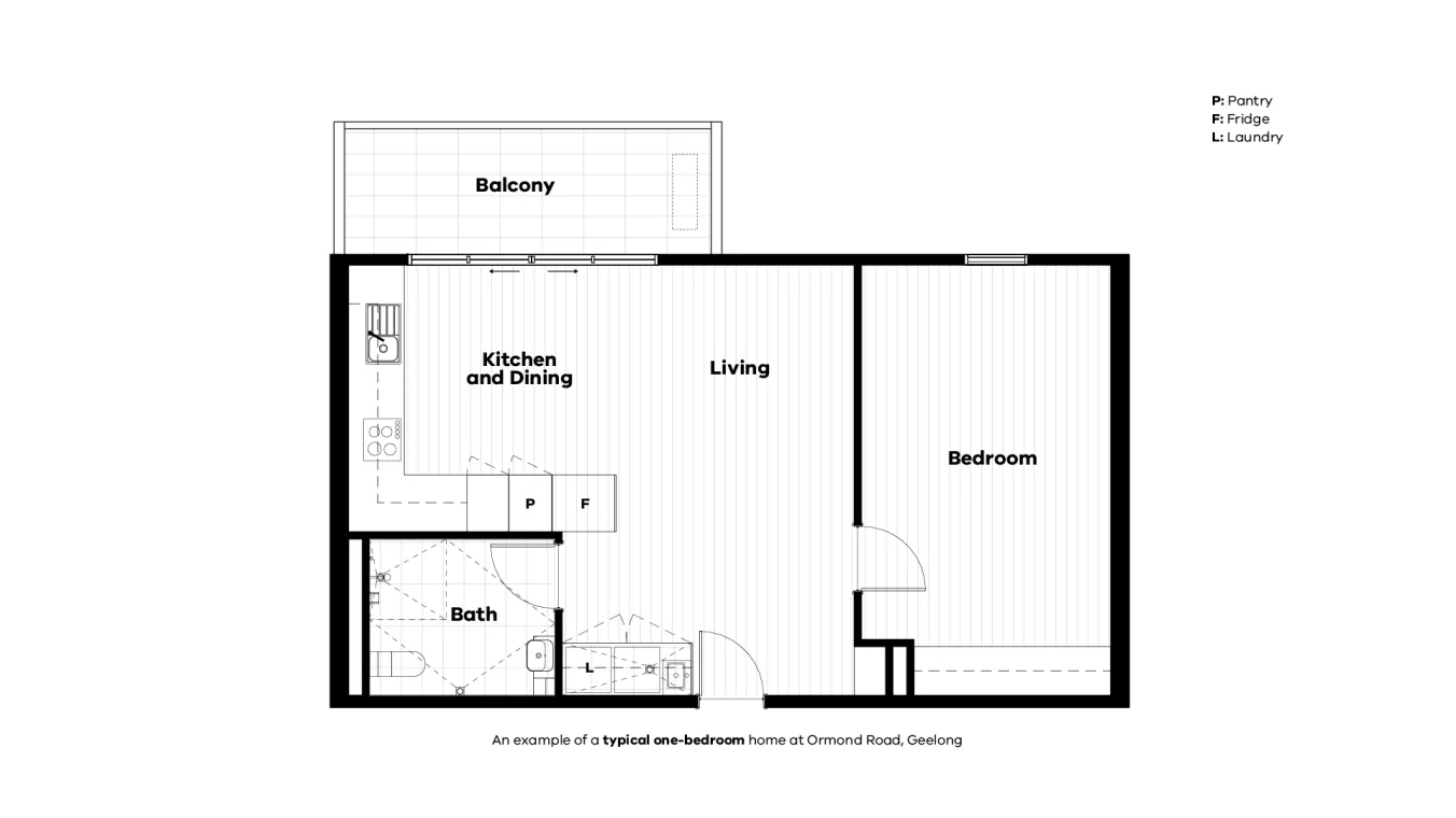 Image of Ormond Road Geelong floorplans for prototypes one bedroom