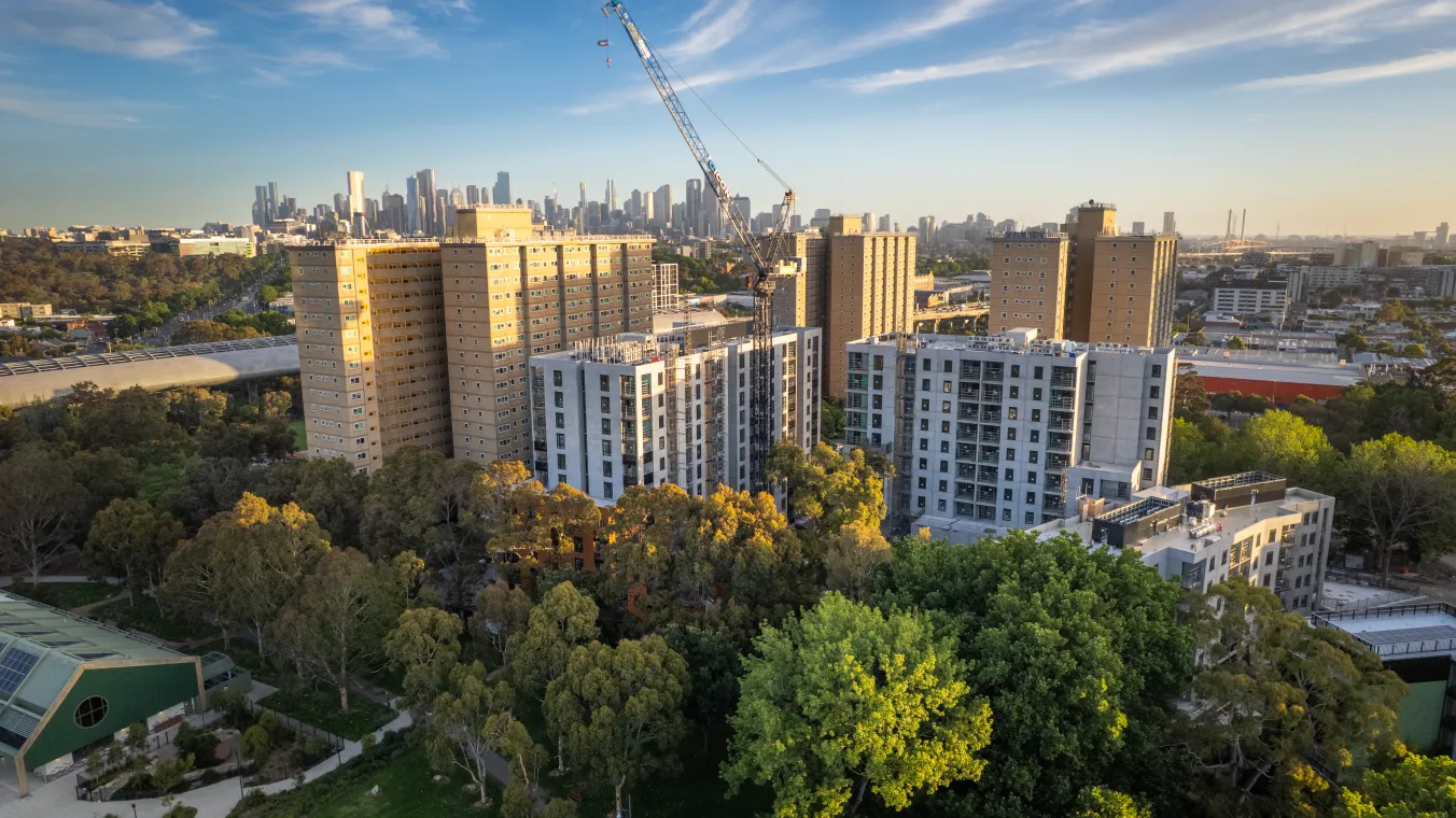 Image of large-scale public housing projects across Melbourne 