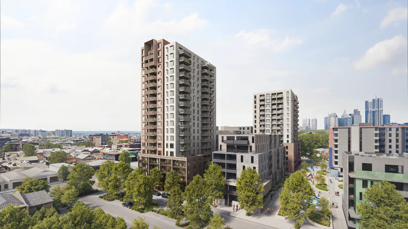 Image of large-scale public housing projects across Melbourne 